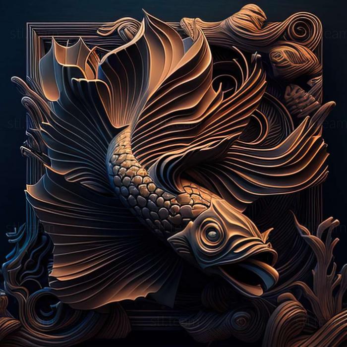 3D model Fighting fish Dragon fish (STL)